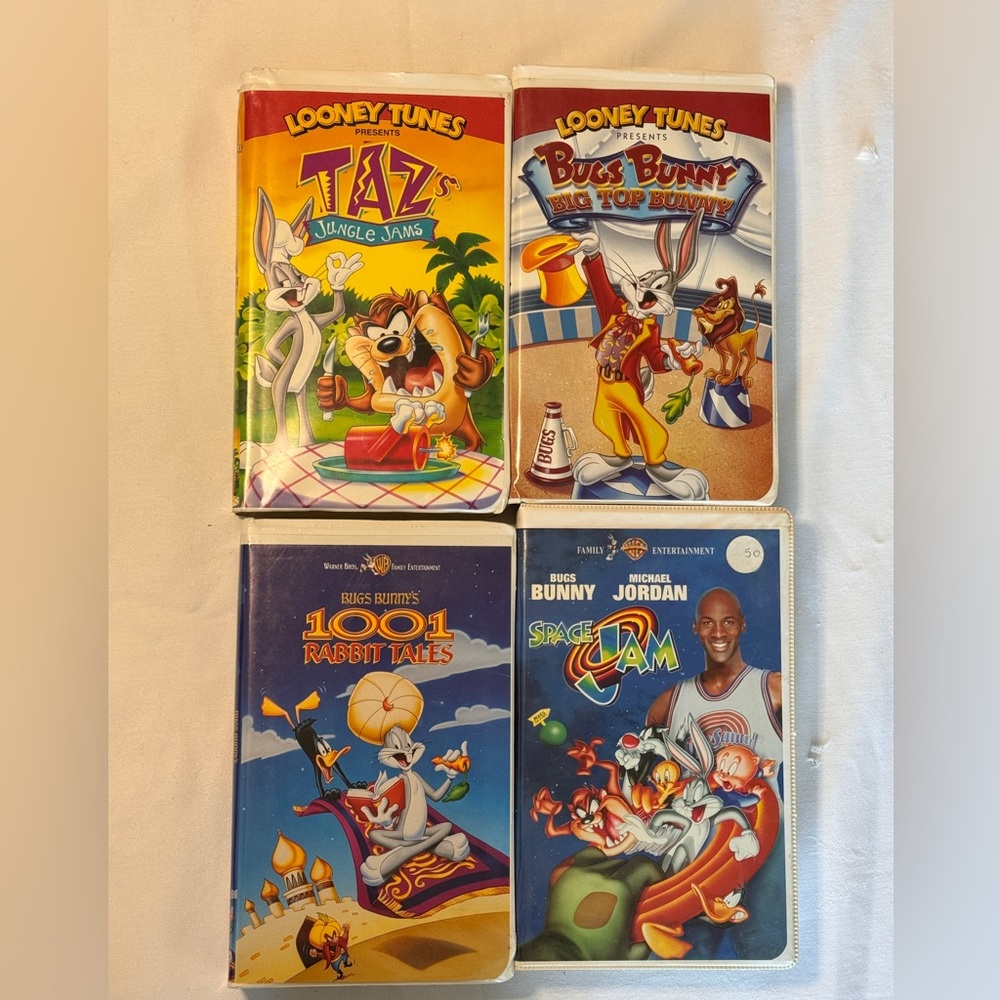 Vintage Looney Tunes VHS Movie Tapes - 1990s - Set of 4